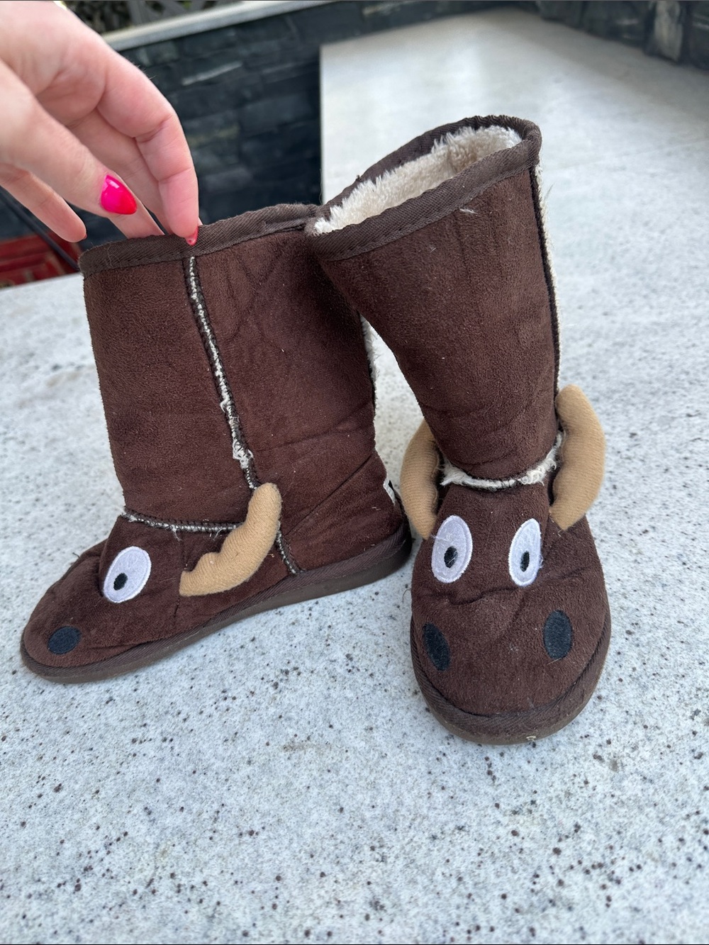 Lazy One Kids Brown Moose Boot Slippers